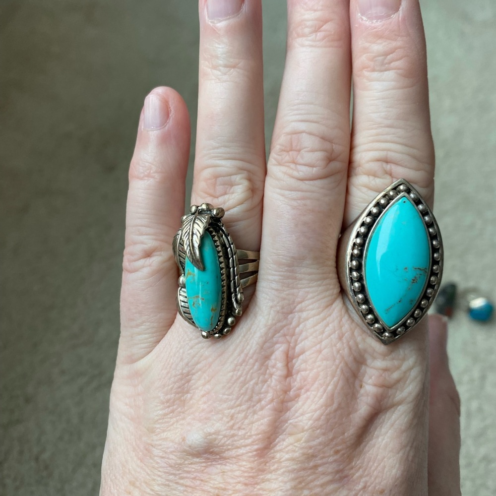 Turquoise Silver Ring Set - Picture 7 of 11